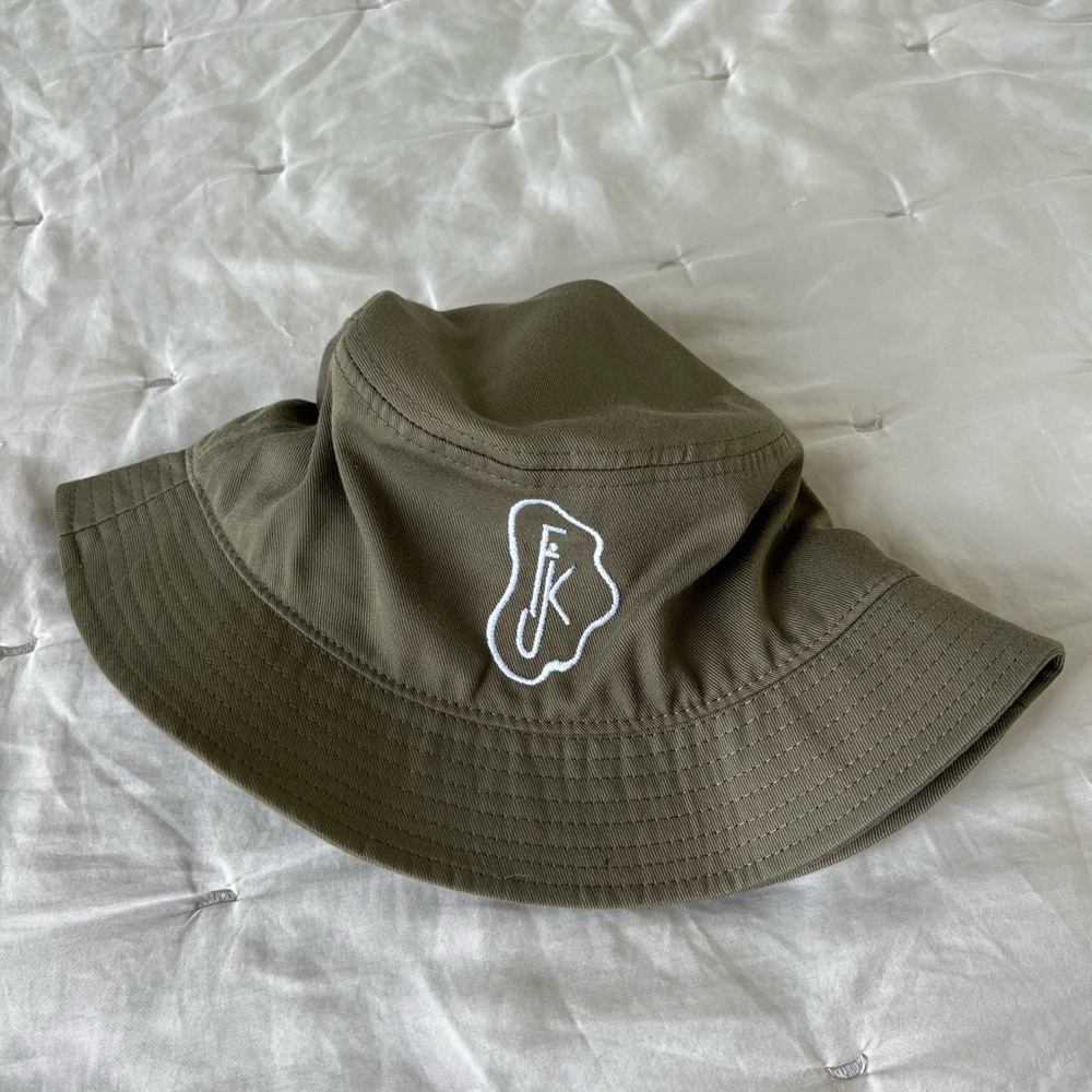 FKJ Olive Bucket Hat with White Logo